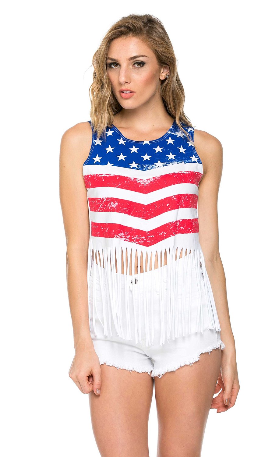 Fringed American Flag Top Made in the USA (Plus Sizes Available)